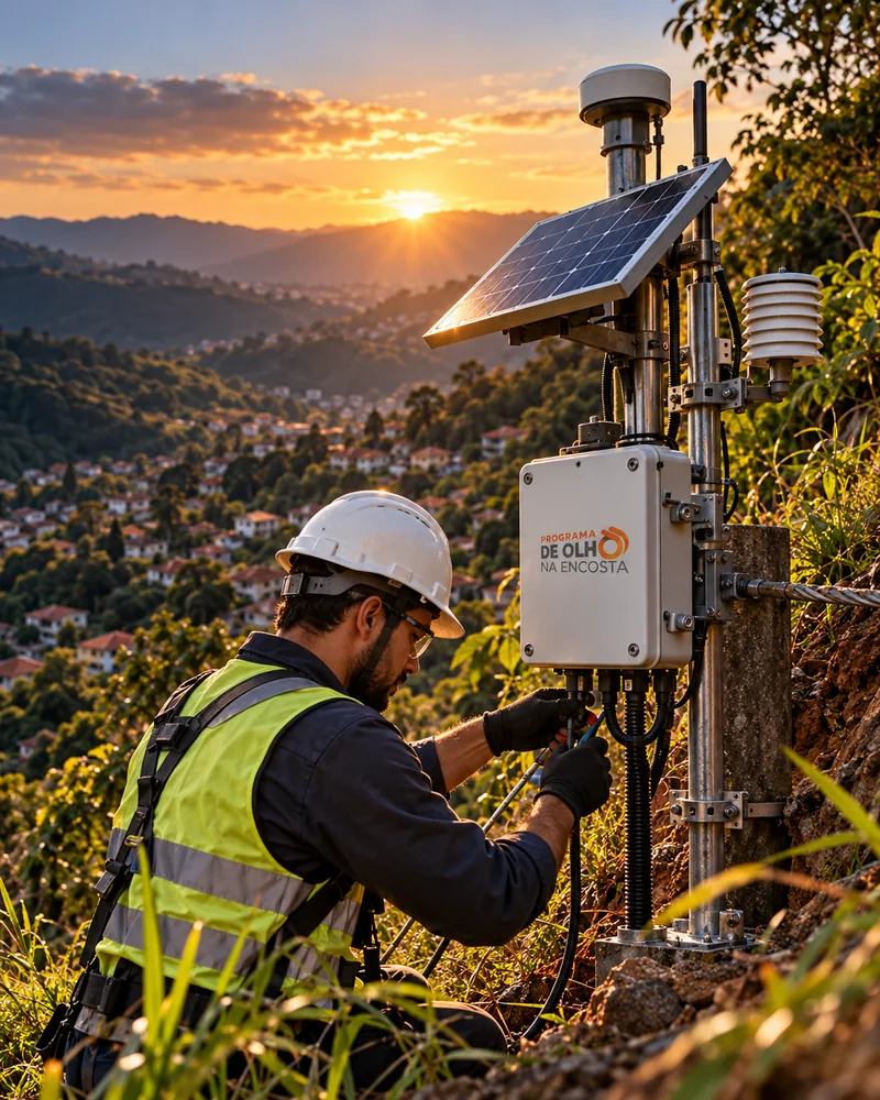 Instalação de equipamento de monitoramento em campo